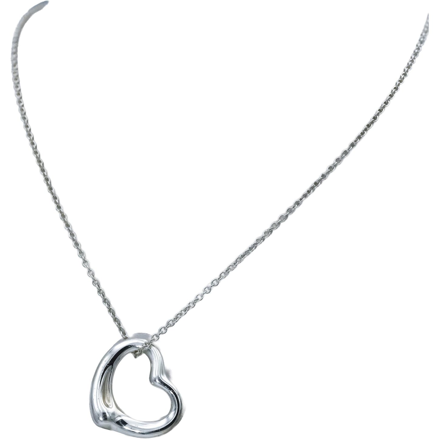 TIFFANY & CO. Sterling Silver Elsa Peretti Open Heart Pendant Necklace
