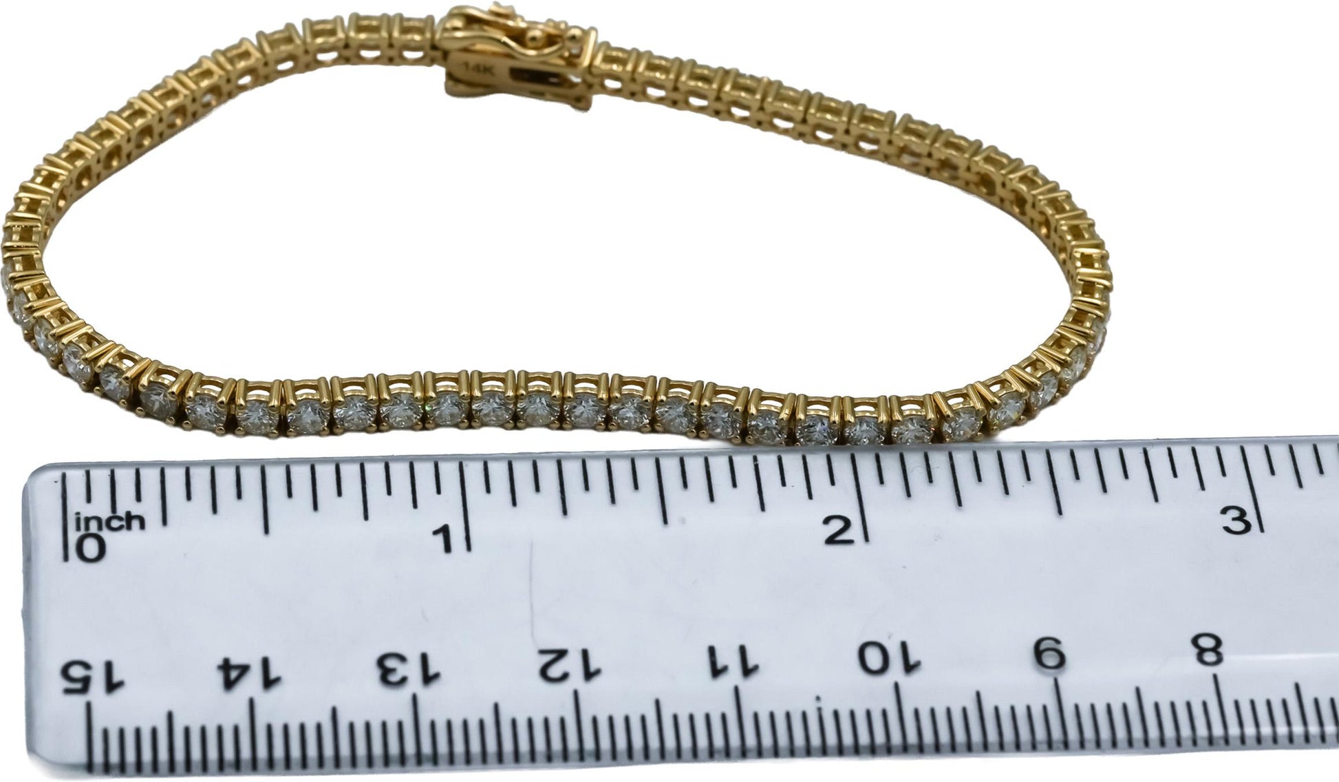 14k Yellow Gold VS Round Diamond Tennis Bracelet 4.86CT