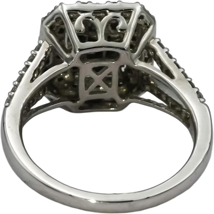 14k White Gold Princess and Round Diamond Cluster Cocktail Ring 1.0CT Size 7