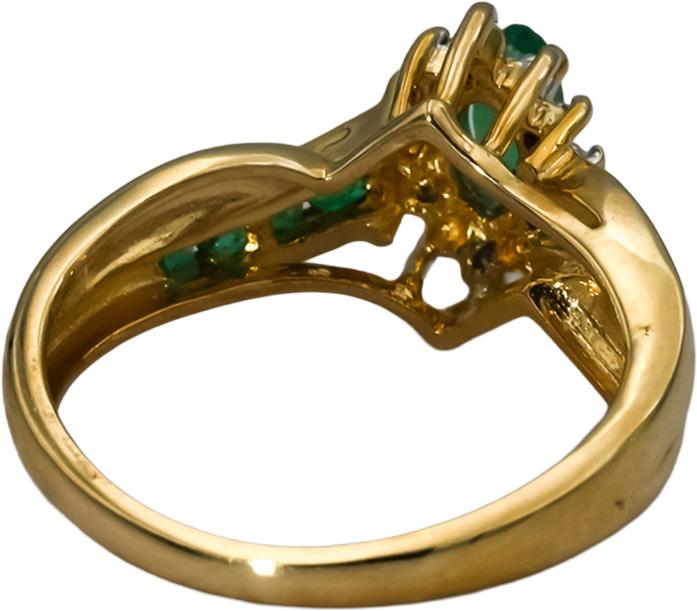 10K Yellow Gold Emerald Ring 0.35CT Size 5 w/ Diamond Accents