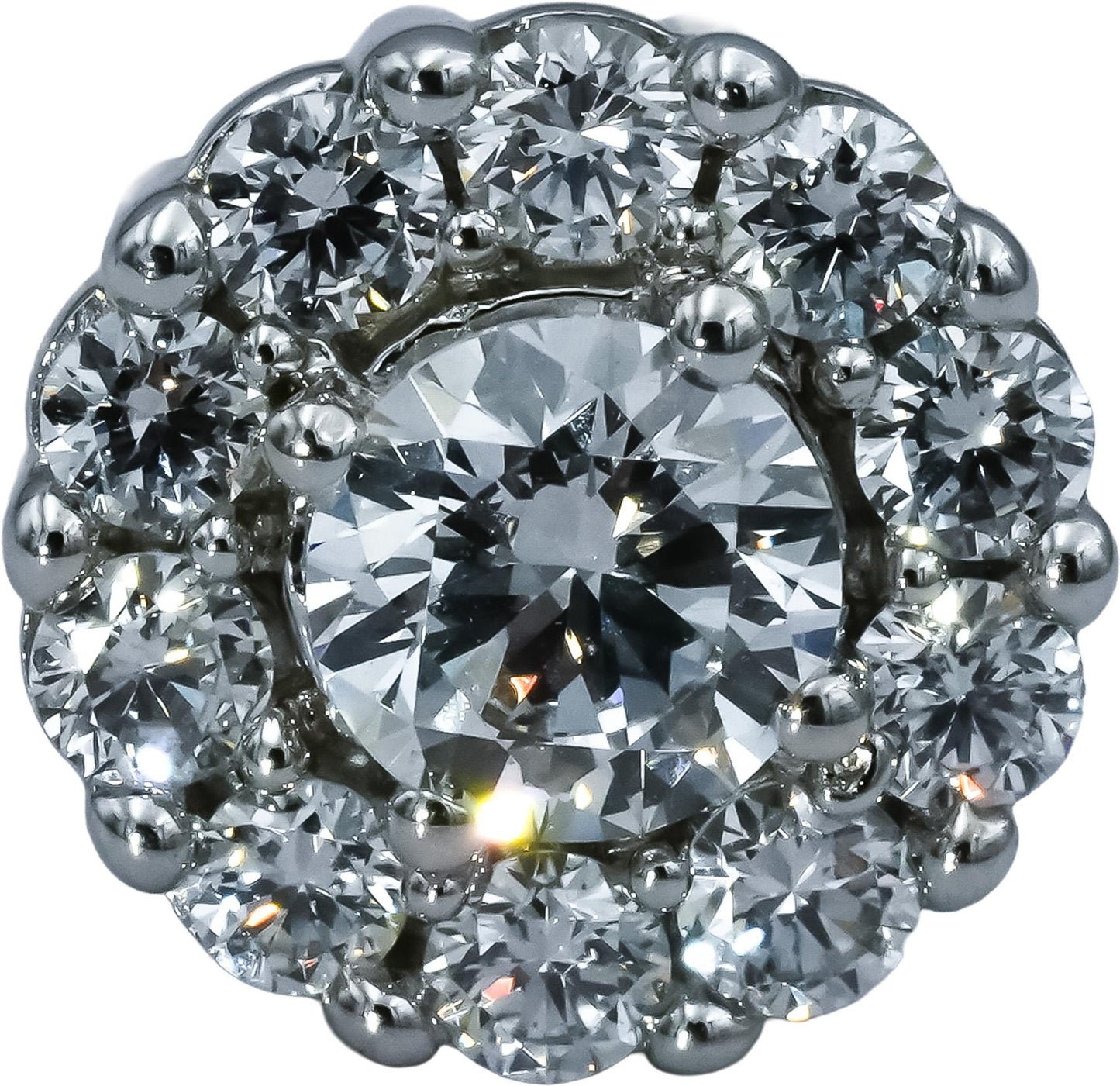 10k White Gold VS Round Cut Lab-Grown Diamond Cluster Stud Earrings 1.50CT