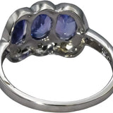 14k White Gold Oval Cut Tanzanite Ring 1.0CT Size 7 w/ Diamond Accent