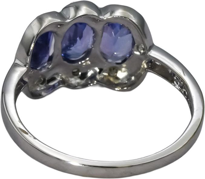 14k White Gold Oval Cut Tanzanite Ring 1.0CT Size 7 w/ Diamond Accent