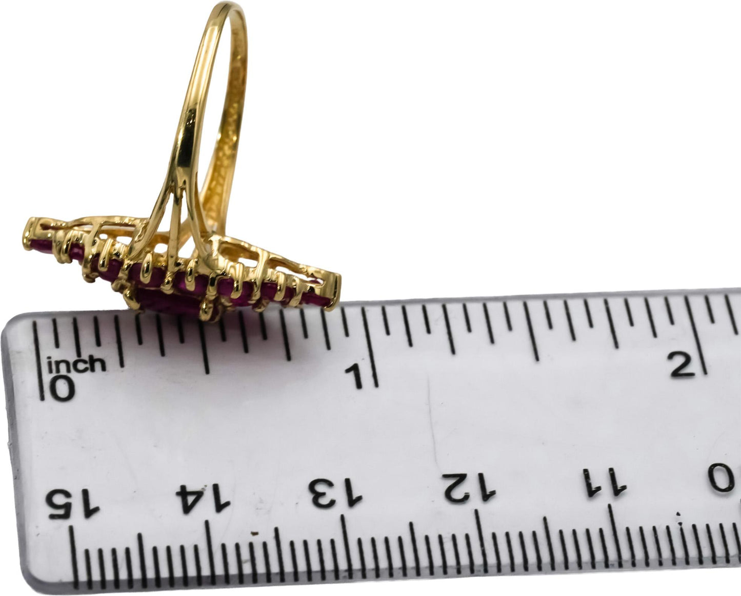 14k Yellow Gold Oval and Round Ruby Cocktail Ring 2.0CT Size 8