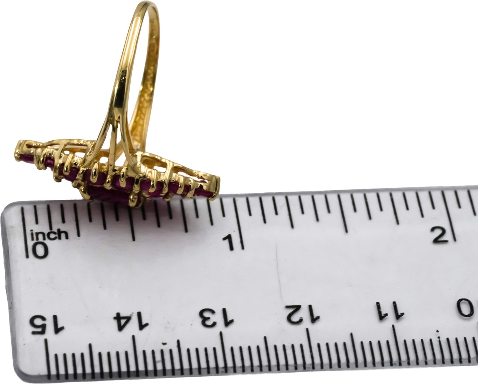 14k Yellow Gold Oval and Round Ruby Cocktail Ring 2.0CT Size 8