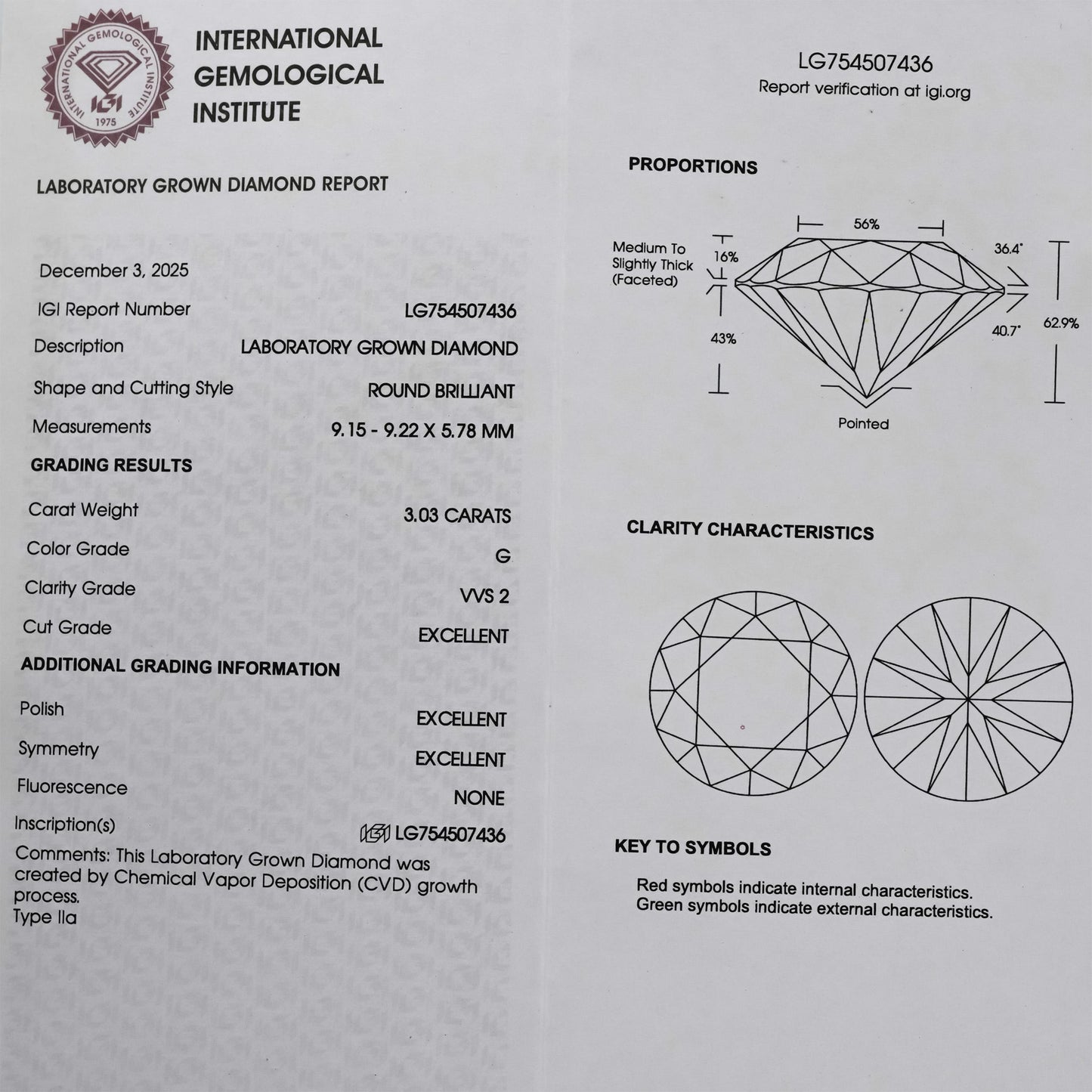 IGI Certified 14k White Gold VS Round Lab-Grown Diamond Stud Earrings 6.06CT