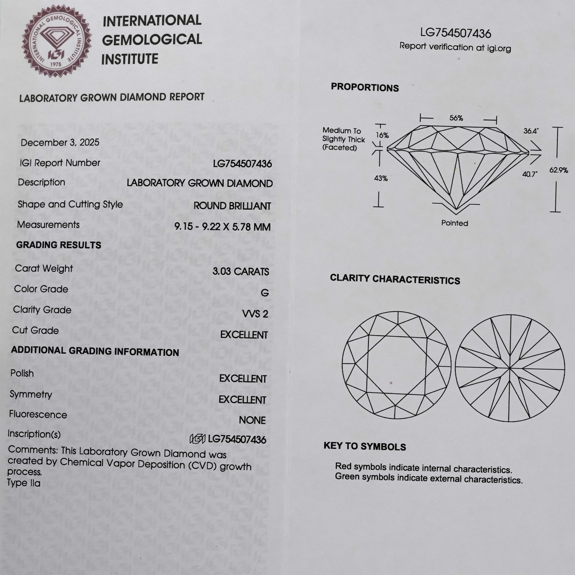 IGI Certified 14k White Gold VS Round Lab-Grown Diamond Stud Earrings 6.06CT