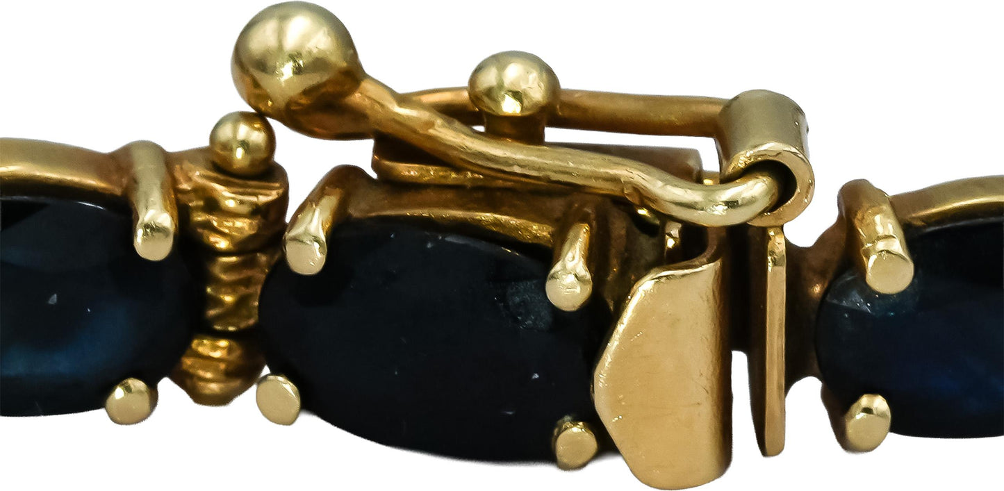 14k Yellow Gold Oval Cut Sapphire Link Bracelet 12.0CT