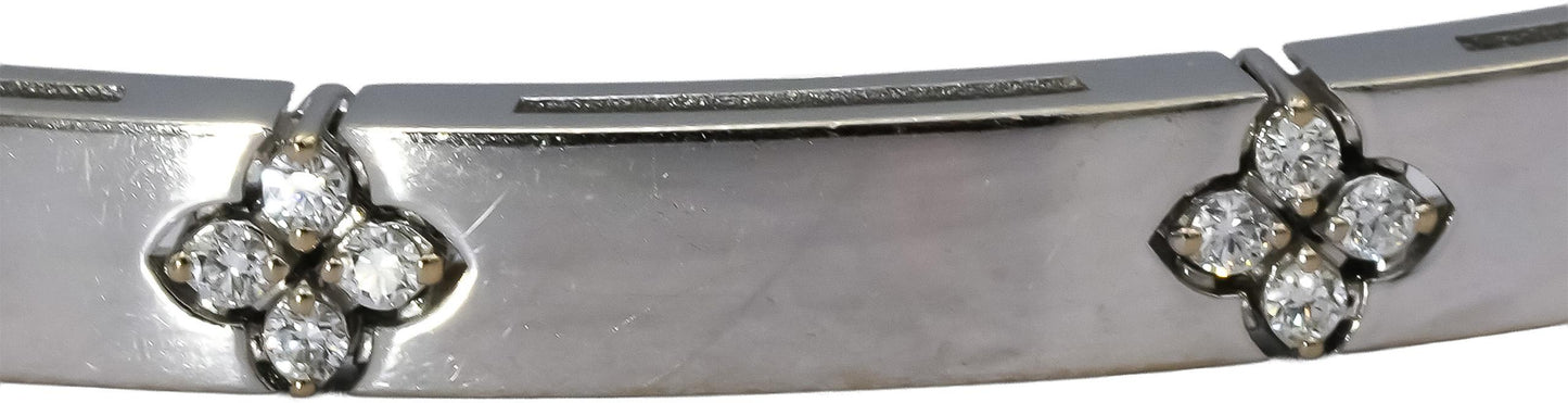 ROBERTO COIN 18k White Gold Diamond Love In Verona Bangle Bracelet .15CT