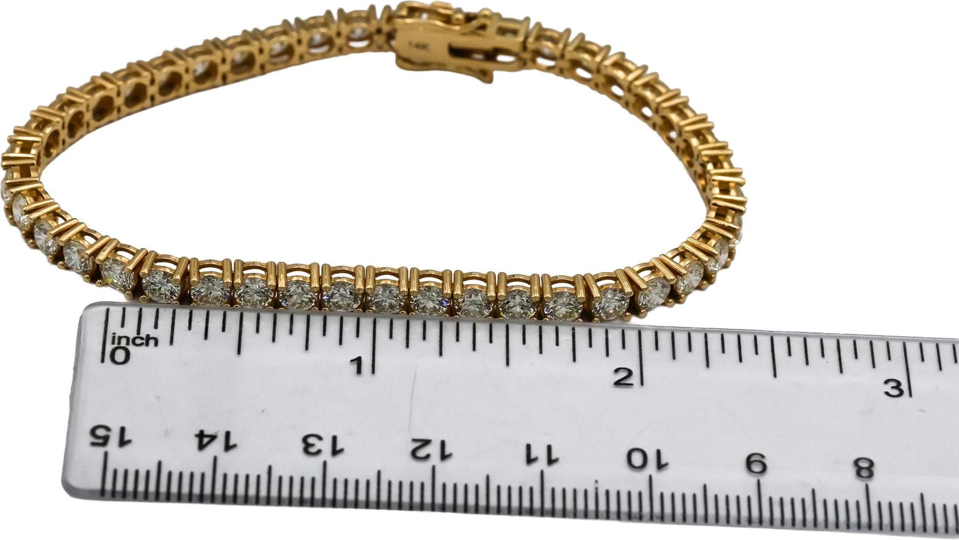 14k Yellow Gold VS Round Diamond Tennis Bracelet 8.70CT