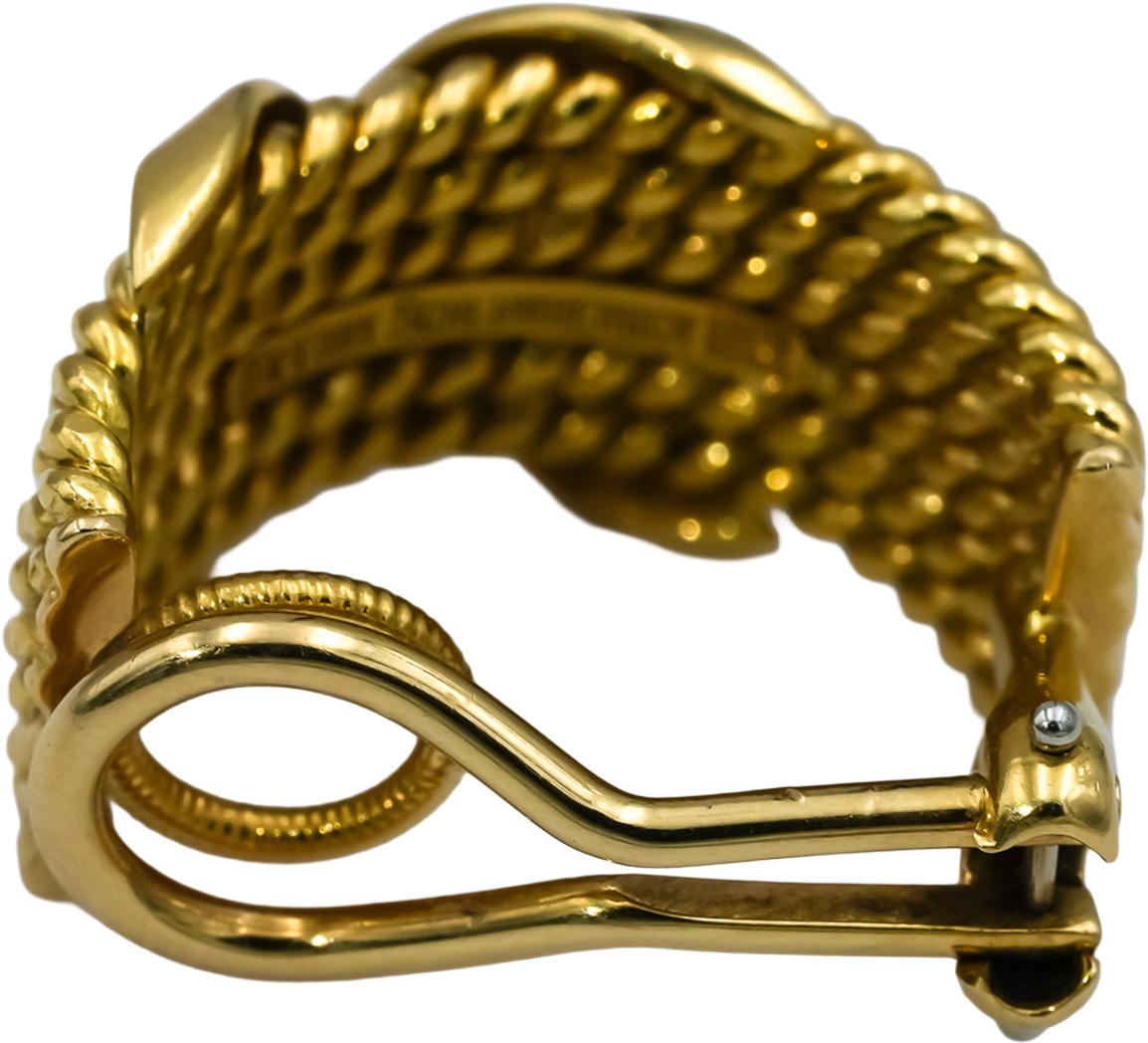 TIFFANY & CO. 18k Gold Jean Schlumberger Six-Row Rope "X" Clip-On Earrings