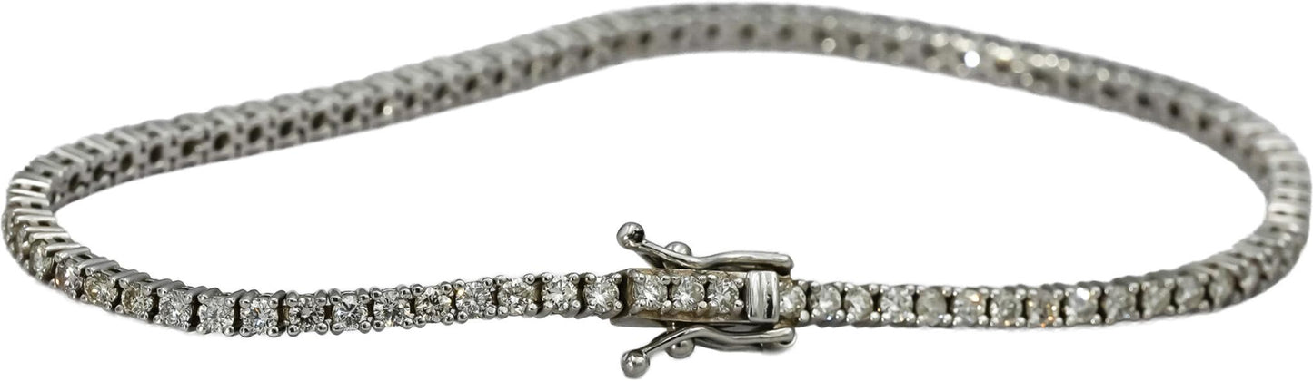 14k White Gold Round Diamond Tennis Bracelet 2.25CT