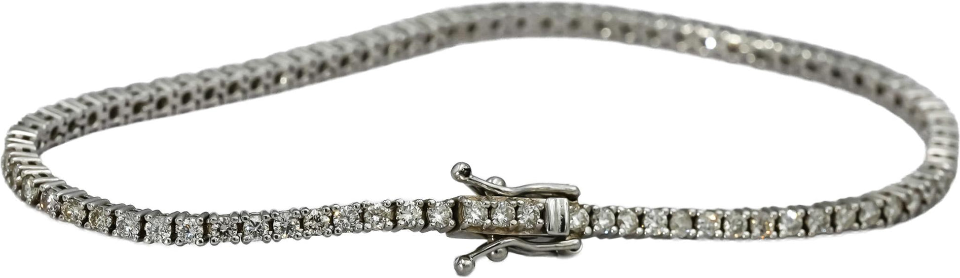 14k White Gold Round Diamond Tennis Bracelet 2.25CT