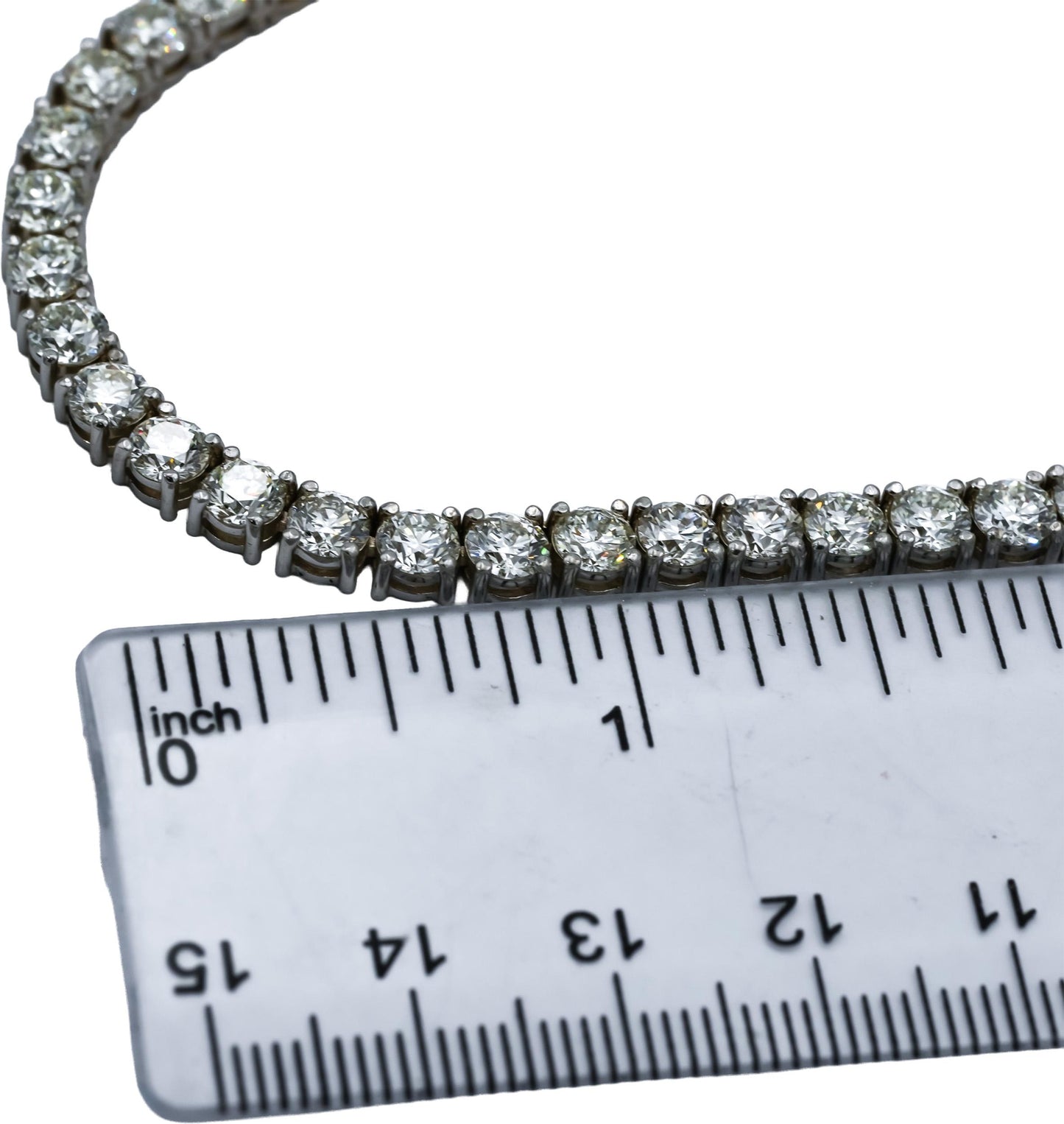 14k White Gold VS Round Diamond Tennis Necklace 30.55CT