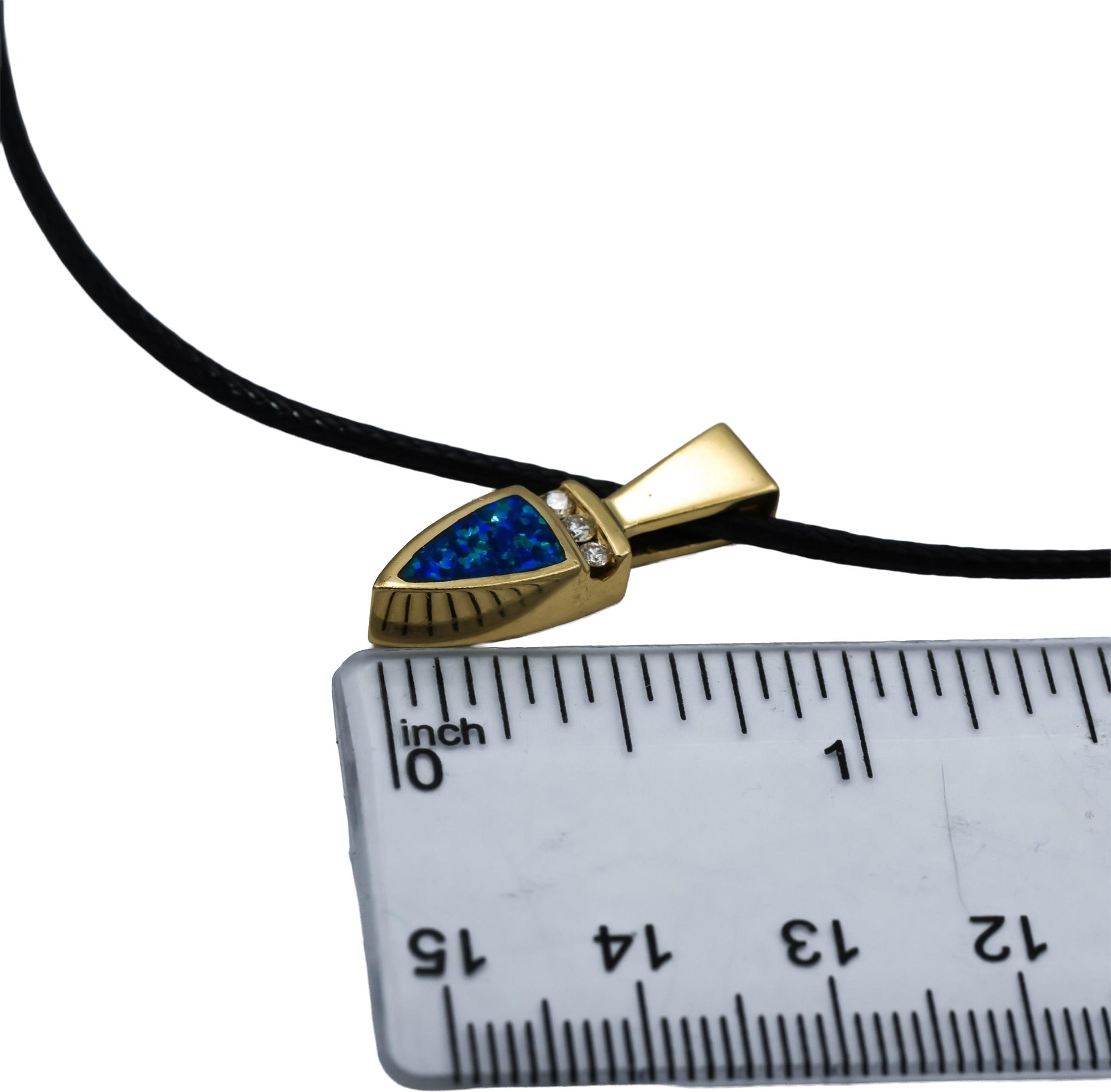 14k Yellow Gold VS Diamond and Opal Doublet Pendant Necklace 0.09CT