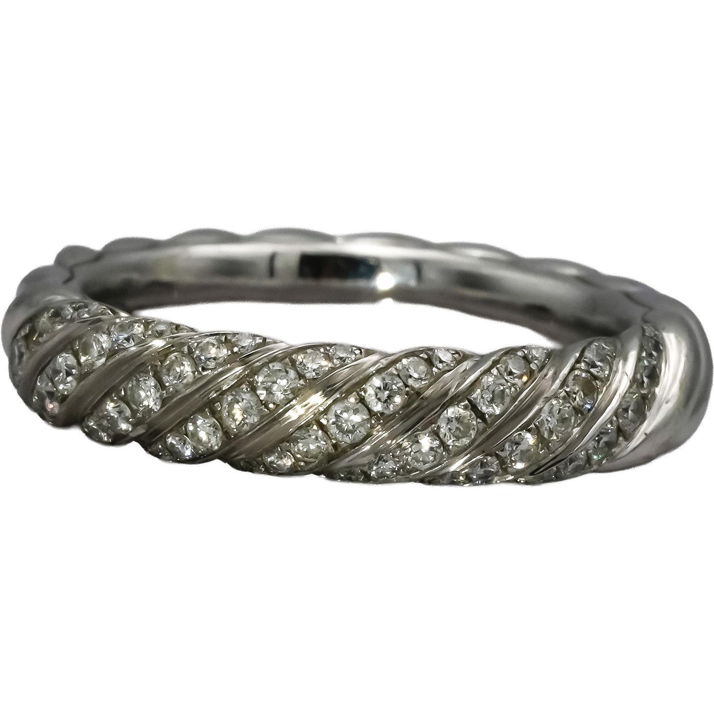 DAVID YURMAN 18k White Gold VS Diamond Sculpted Cable Ring 0.39CT Size 7.5