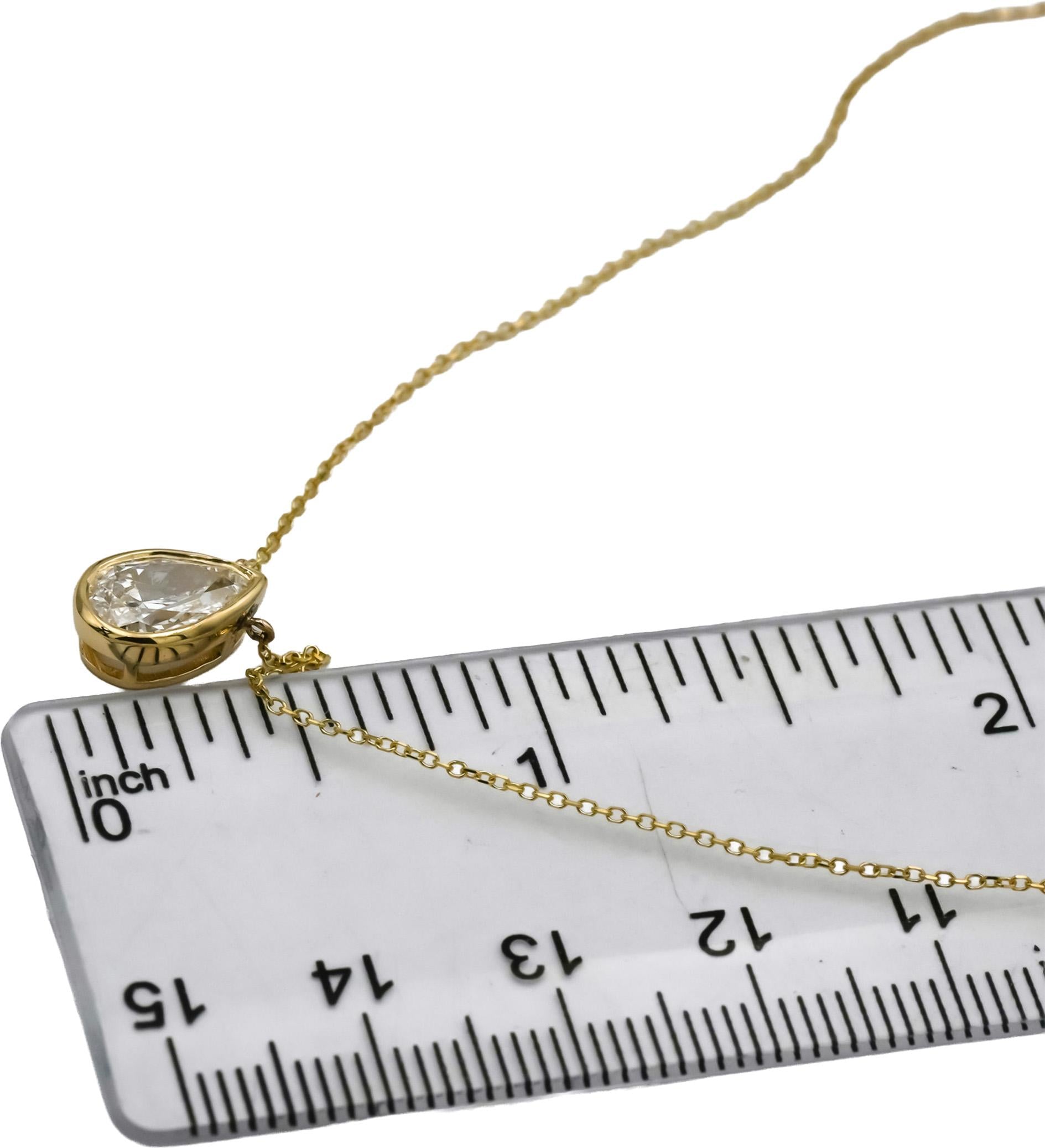 14k Yellow Gold VS Pear Cut Lab-Grown Diamond Pendant Necklace 1.03CT