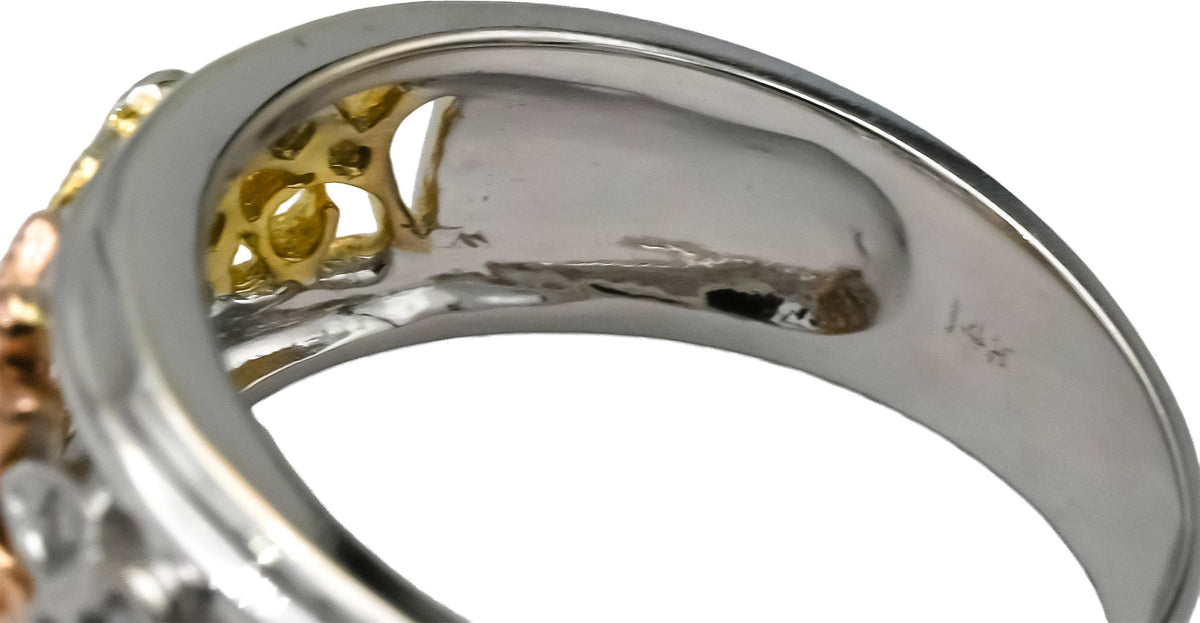 14k White Yellow Rose Gold Round Diamond Floral Band Ring 0.15CT Size 6.25