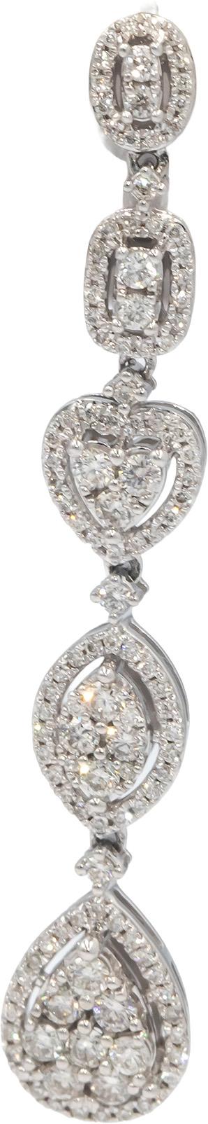 10k White Gold Diamond Cluster Drop Dangle Stud Earrings 1.50CT