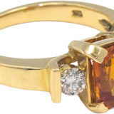18k Yellow Gold 1.95CT Diamond and Orange Sapphire Cocktail Ring Size 5.75