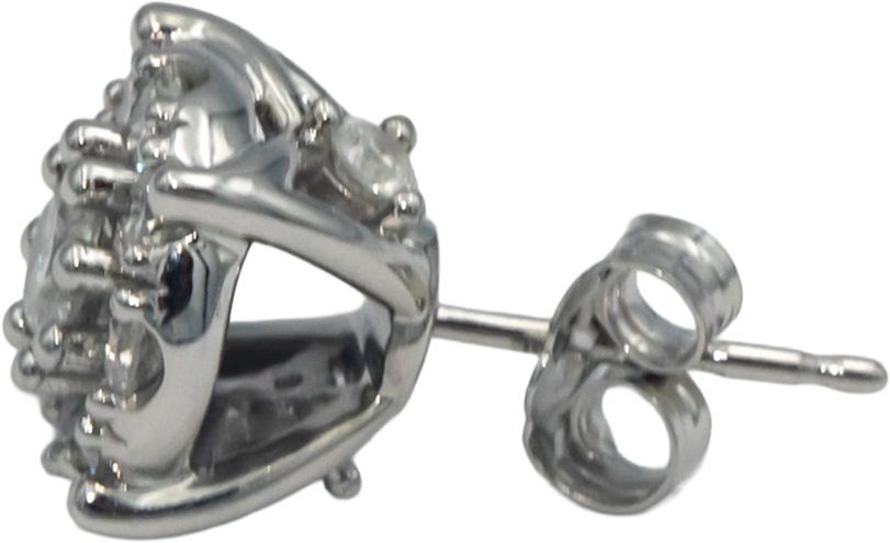10k White Gold 1.20CT Round Cut Diamond Cluster Stud Earrings