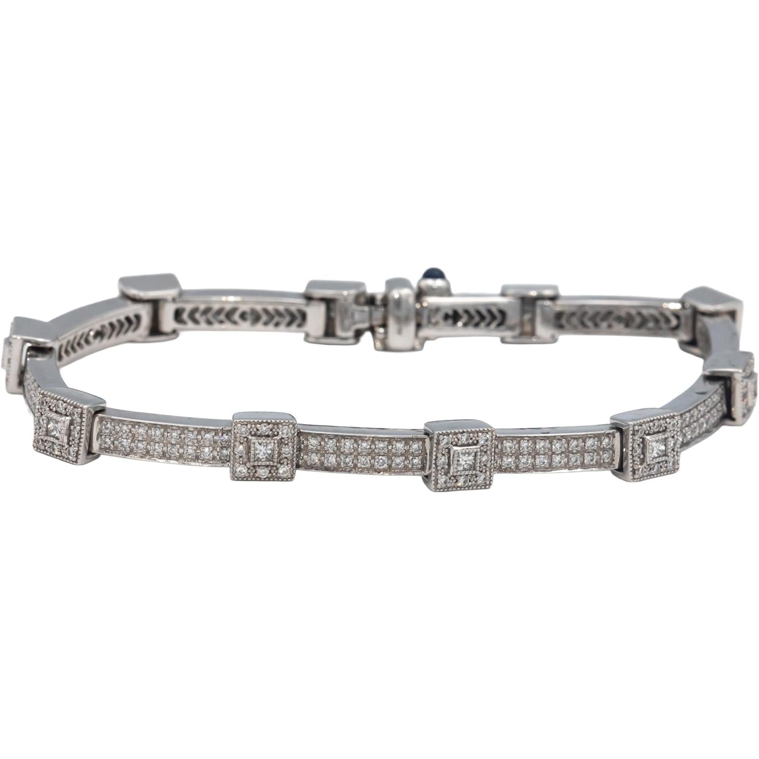 PHILIPPE CHARRIOL 18k White Gold VS Diamond Fancy Link Bracelet 1.50CT