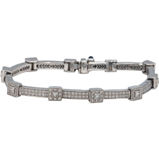 PHILIPPE CHARRIOL 18k White Gold VS Diamond Fancy Link Bracelet 1.50CT