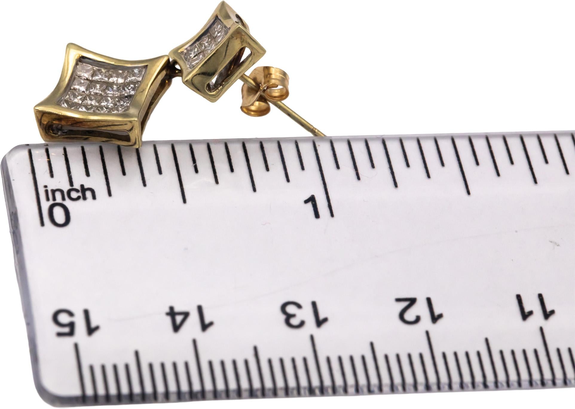 14k Yellow Gold Jewelry 1.0CT VS Princess Cut Diamond Drop Dangle Earrings