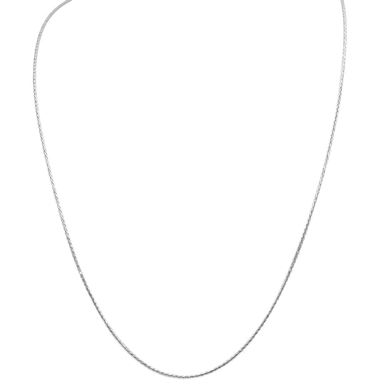 14k White Gold 22" Long Wheat Link Necklace Chain w/ Adjustable Length Clasp