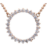 14k Rose Gold Lab Grown Round Diamond Circle Fixed Pendant Necklace 2.60CT