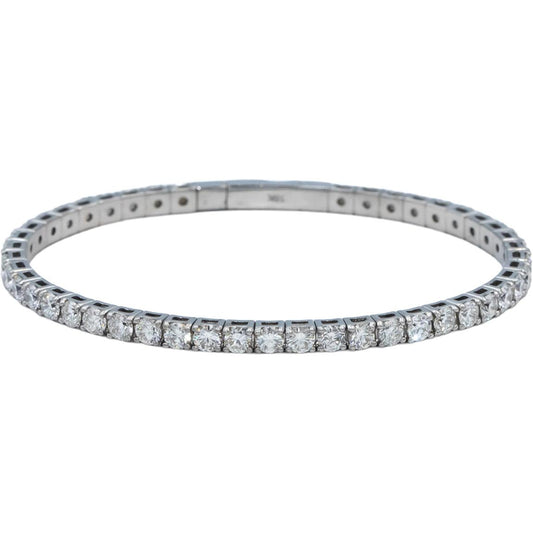18k White Gold VS Round Diamond Flexible Bangle Bracelet 7.96CT