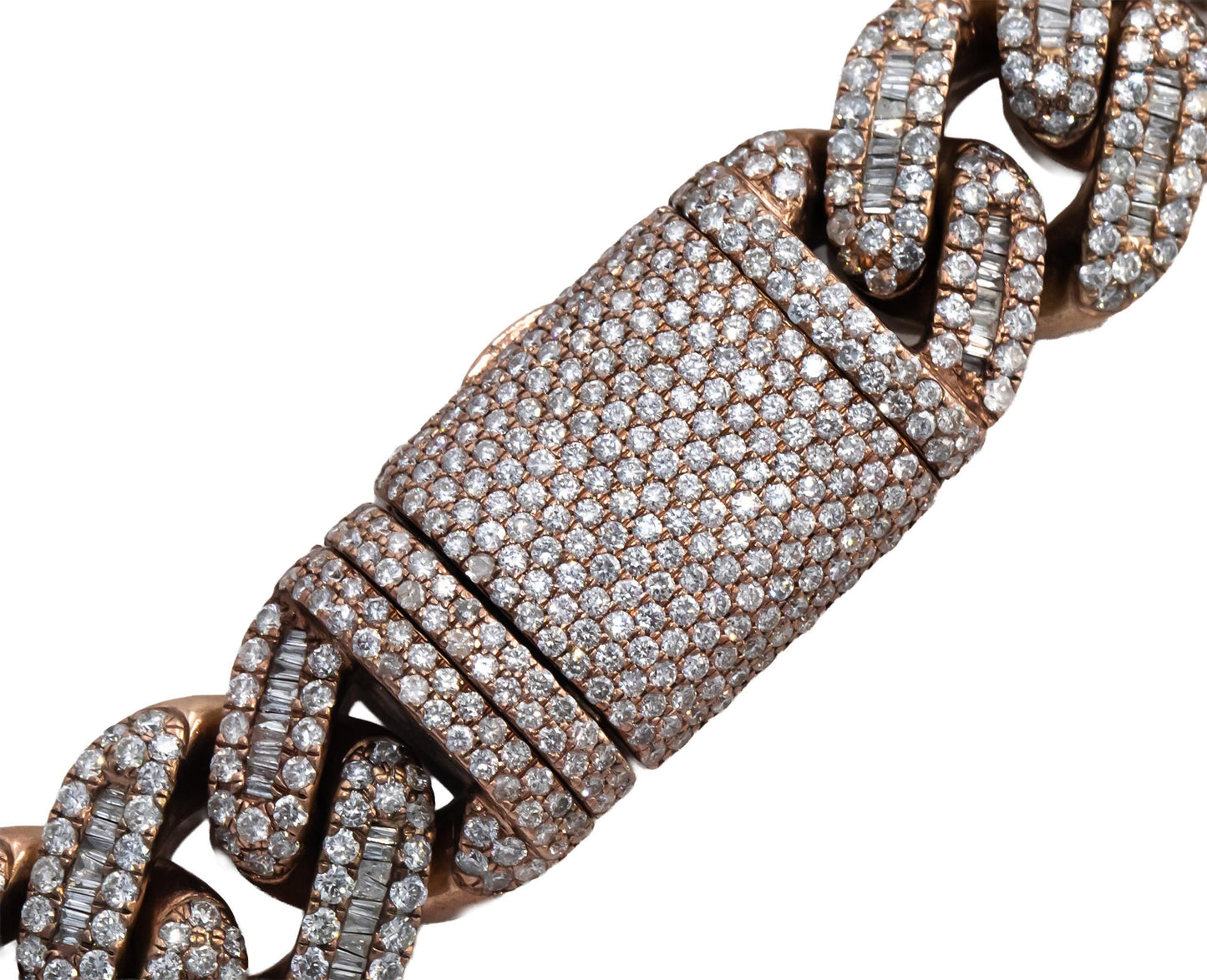 14k Rose Gold Diamond Iced Out Jumbo Cuban Link Necklace 60.0CTW