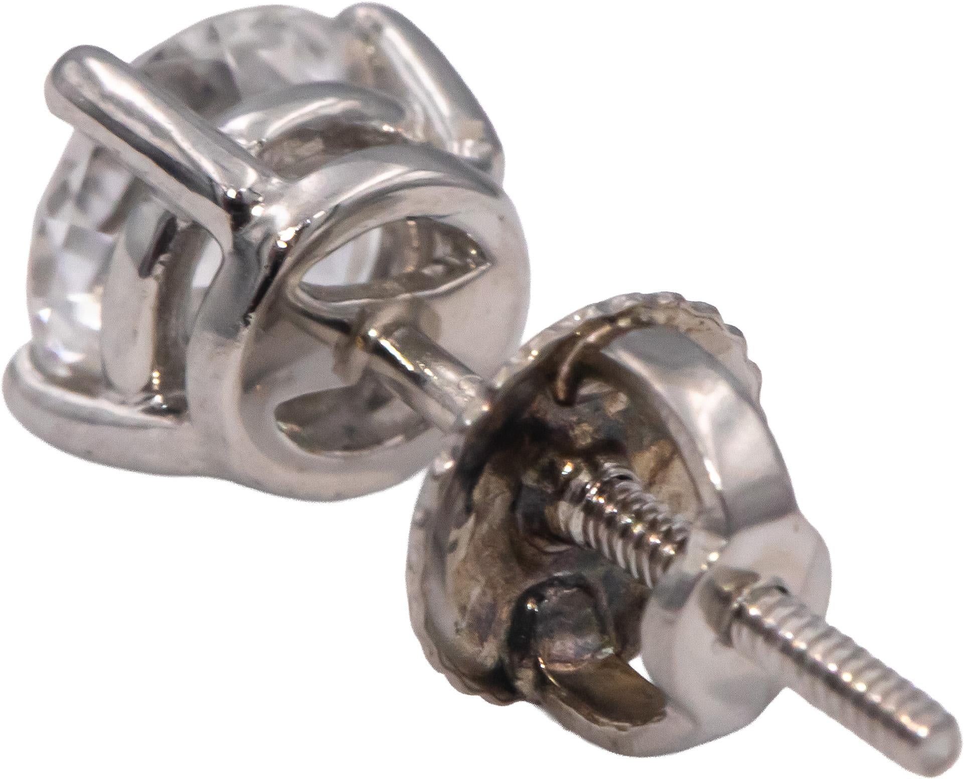 TIFFANY & CO. GIA Certified Round Diamond Platinum Stud Earrings 1.50CT w/ Box