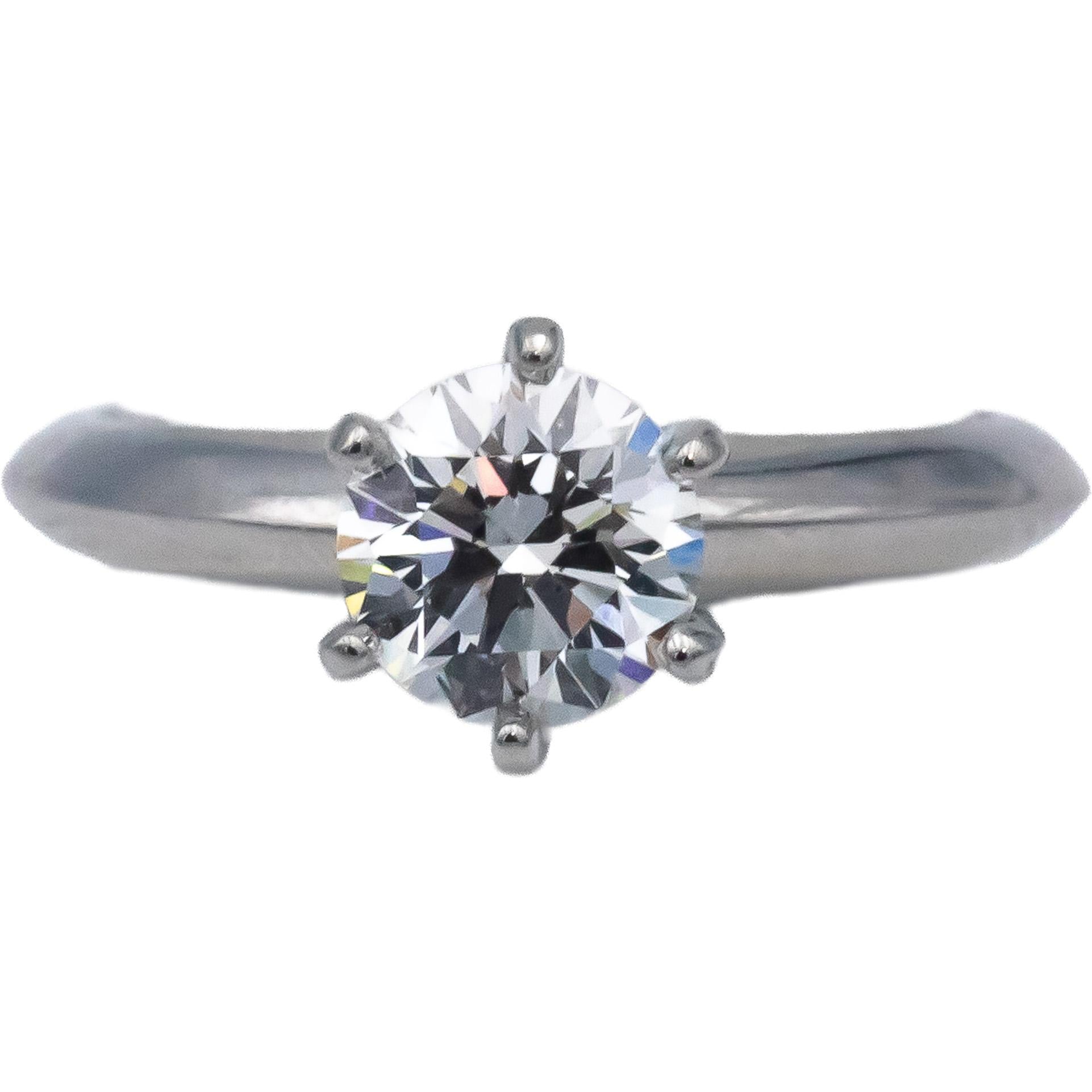 TIFFANY & CO. GIA Certified Platinum VS2/H Round Diamond Engagement Ring 1.03CT