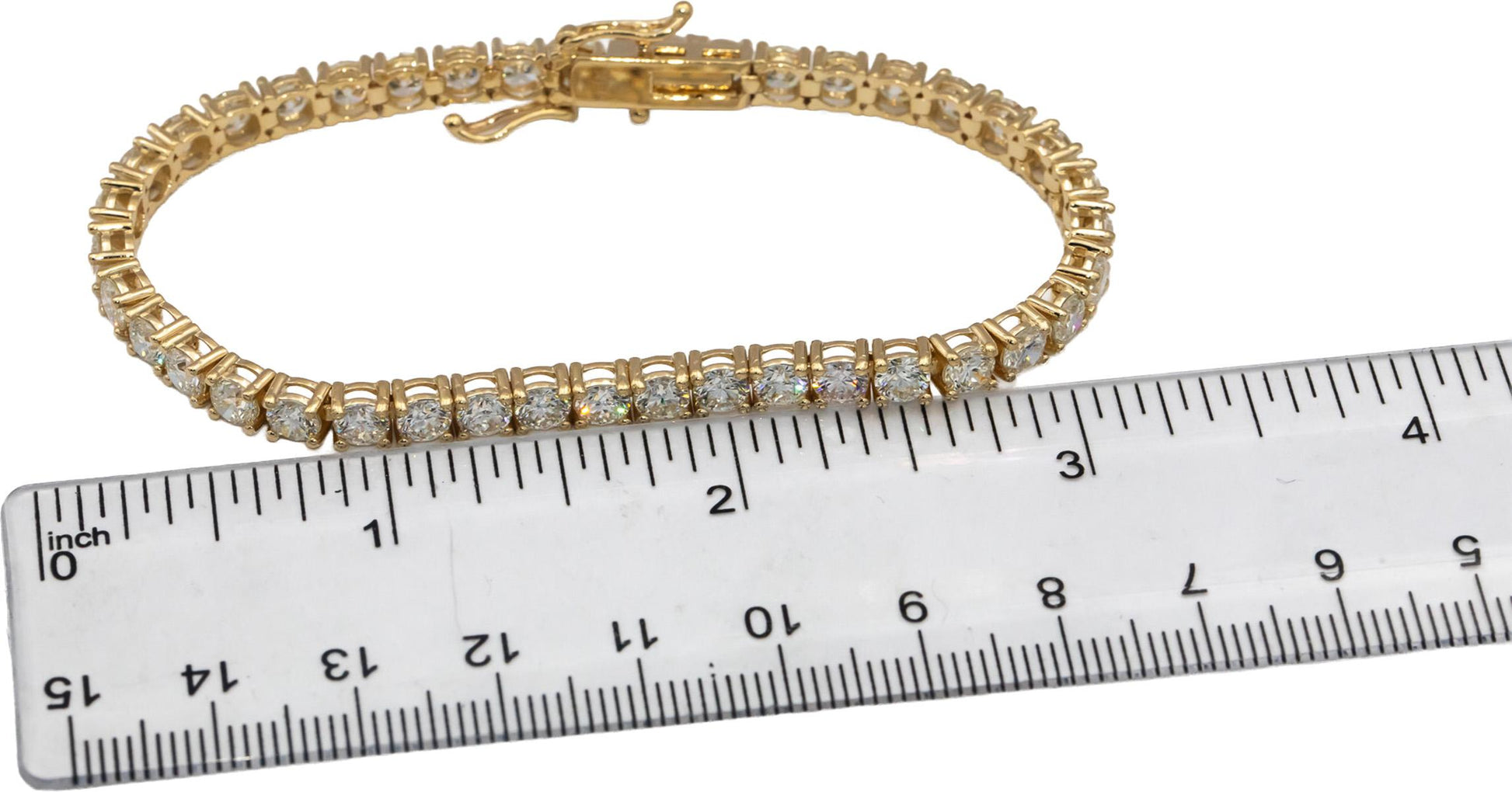 14k Yellow Gold VS Round Diamond Tennis Bracelet 10.39CT