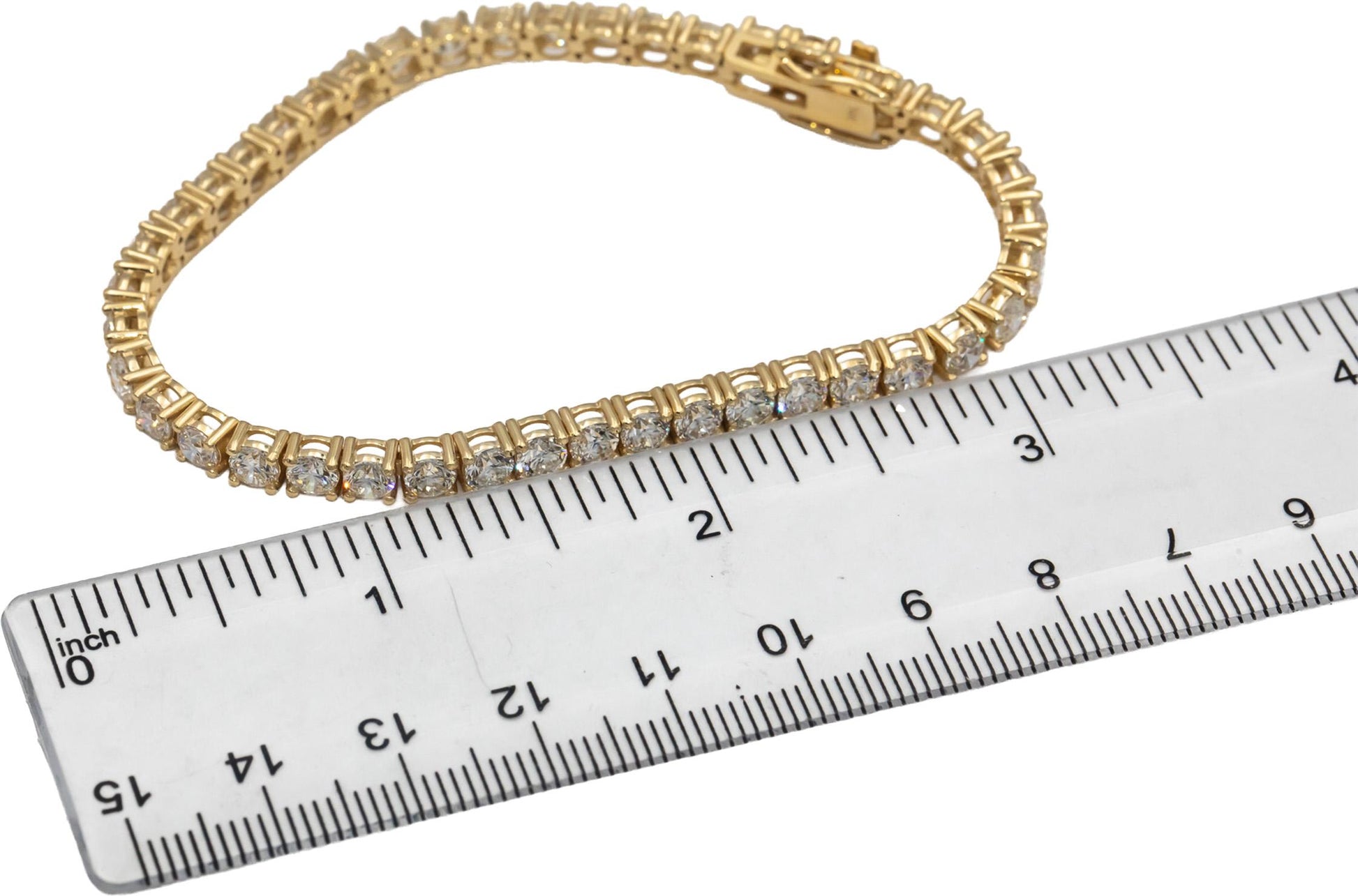 14k Yellow Gold VS Round Diamond Tennis Bracelet 10.01CT