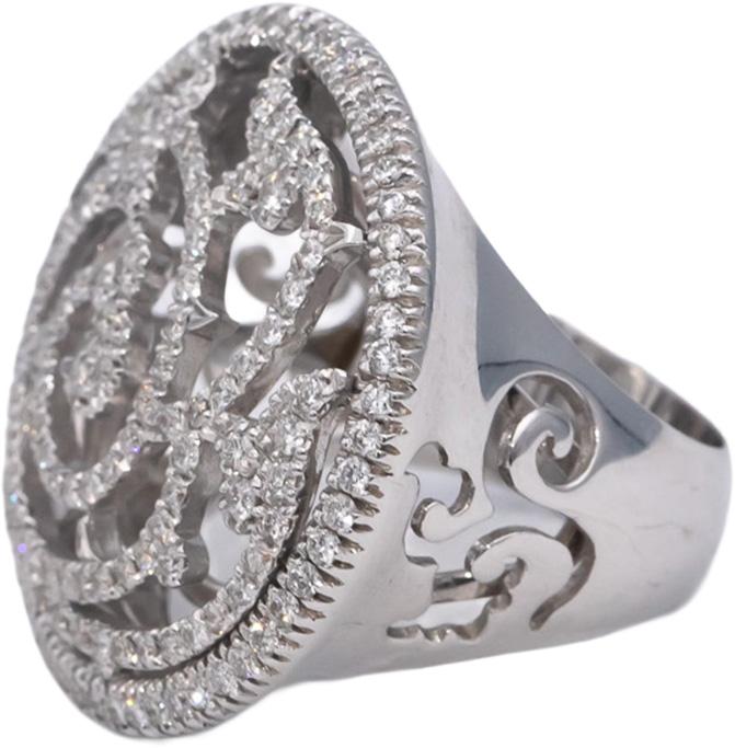 PIERO MILANO 18k White Gold VS Round Diamond Cocktail Ring 2.05CT Size 6.25