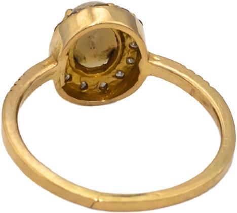 18k Yellow Gold Round Diamond and Mabe Pearl Halo Ring 0.23CT Size 6