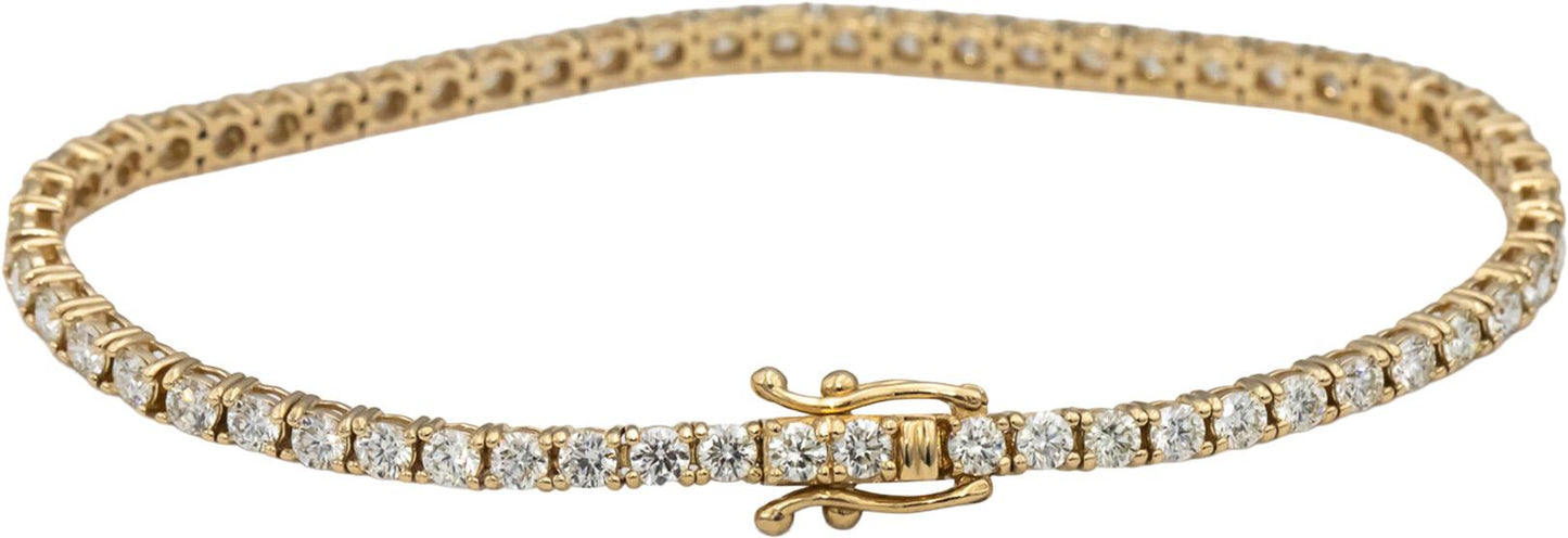 14k Yellow Gold VS Round Diamond Tennis Bracelet 4.65CT