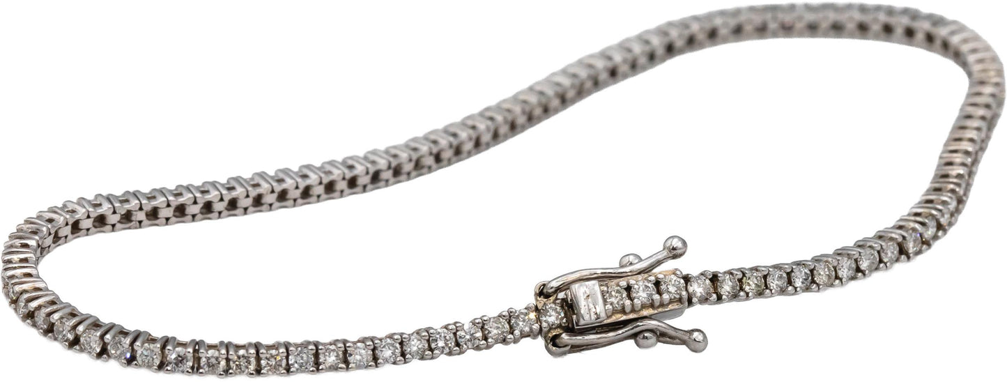 14k White Gold Round Diamond Tennis Bracelet 1.71CT