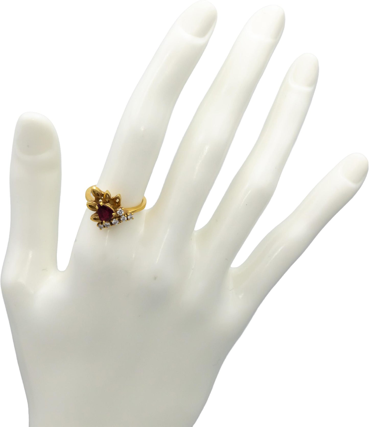18k Yellow Gold Ruby and Diamond Floral Cocktail Ring 0.75CT Size 6