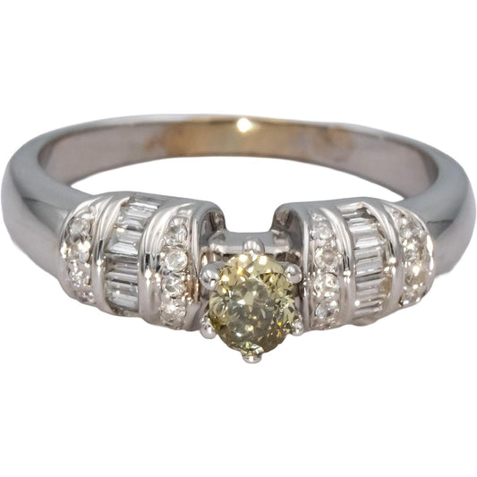 GIA 18k White Gold Color Changing Diamond Ring 0.47CT w/ 0.27CT Center Size 7