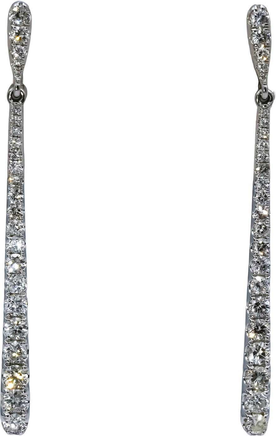 18k White Gold Round VS Diamond Drop Dangle Earrings 1.50CT