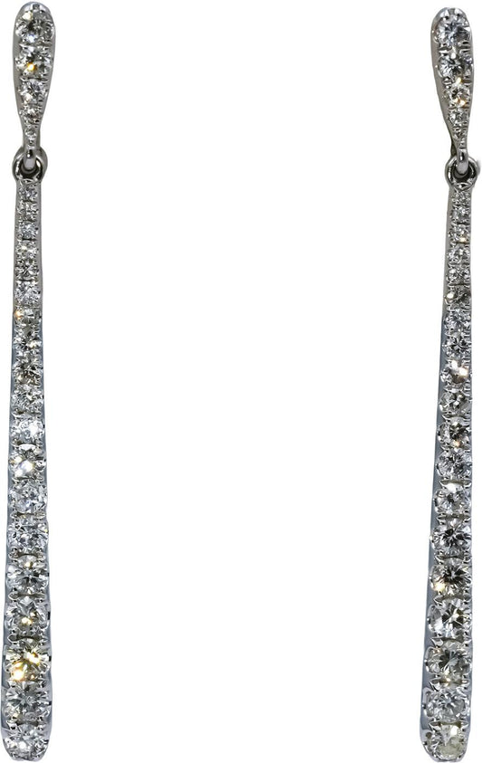 18k White Gold Round VS Diamond Drop Dangle Earrings 1.50CT
