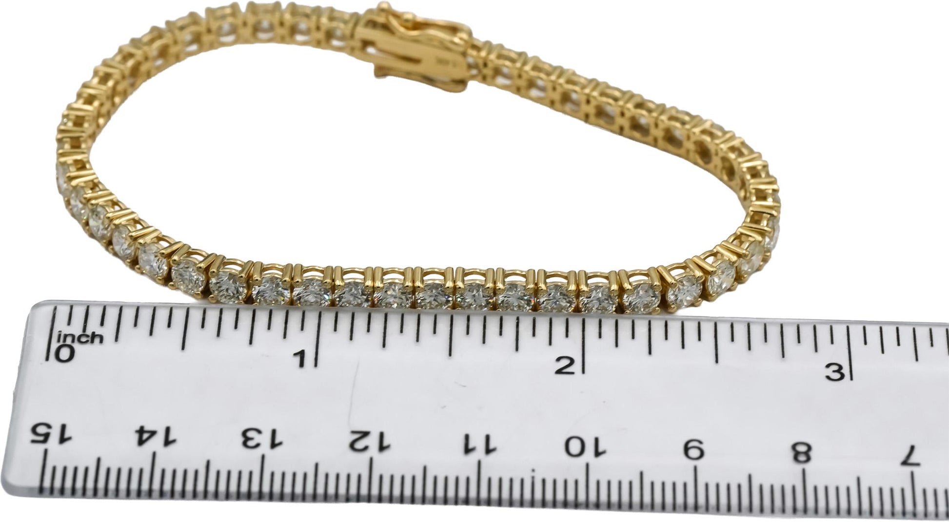 14k Yellow Gold VS Round Diamond Tennis Bracelet 9.11CT