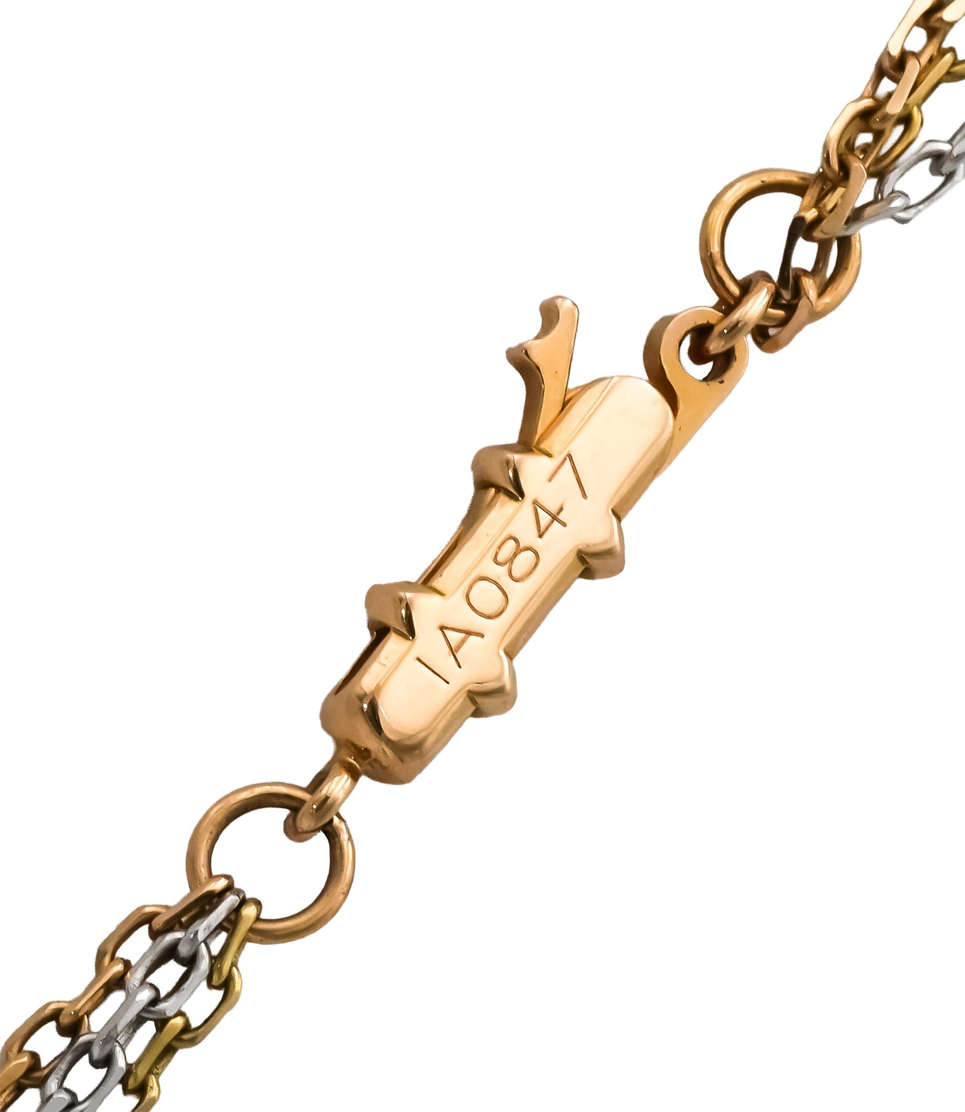 CARTIER 18k Yellow White Rose Gold Three Chain Necklace