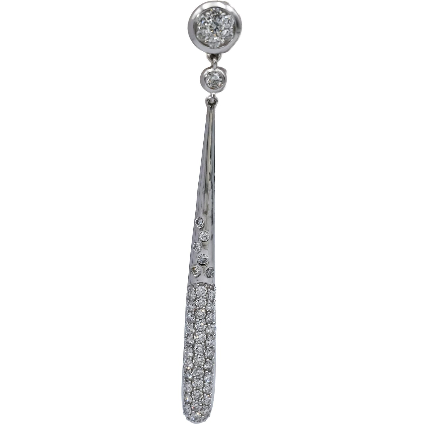 14k White Gold Round Diamond Drop Dangle Earrings 2.0CT