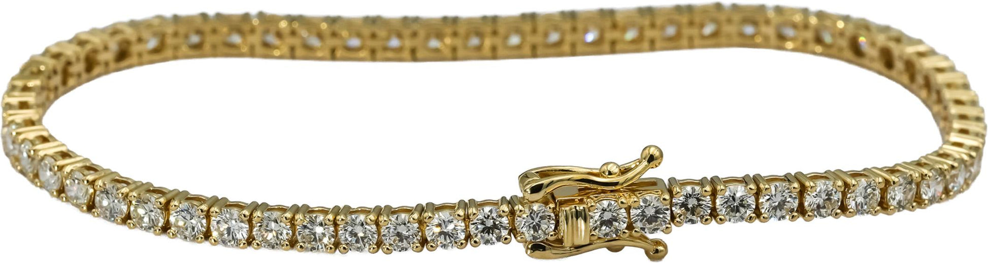 14k Yellow Gold VS Round Diamond Tennis Bracelet 4.89CT