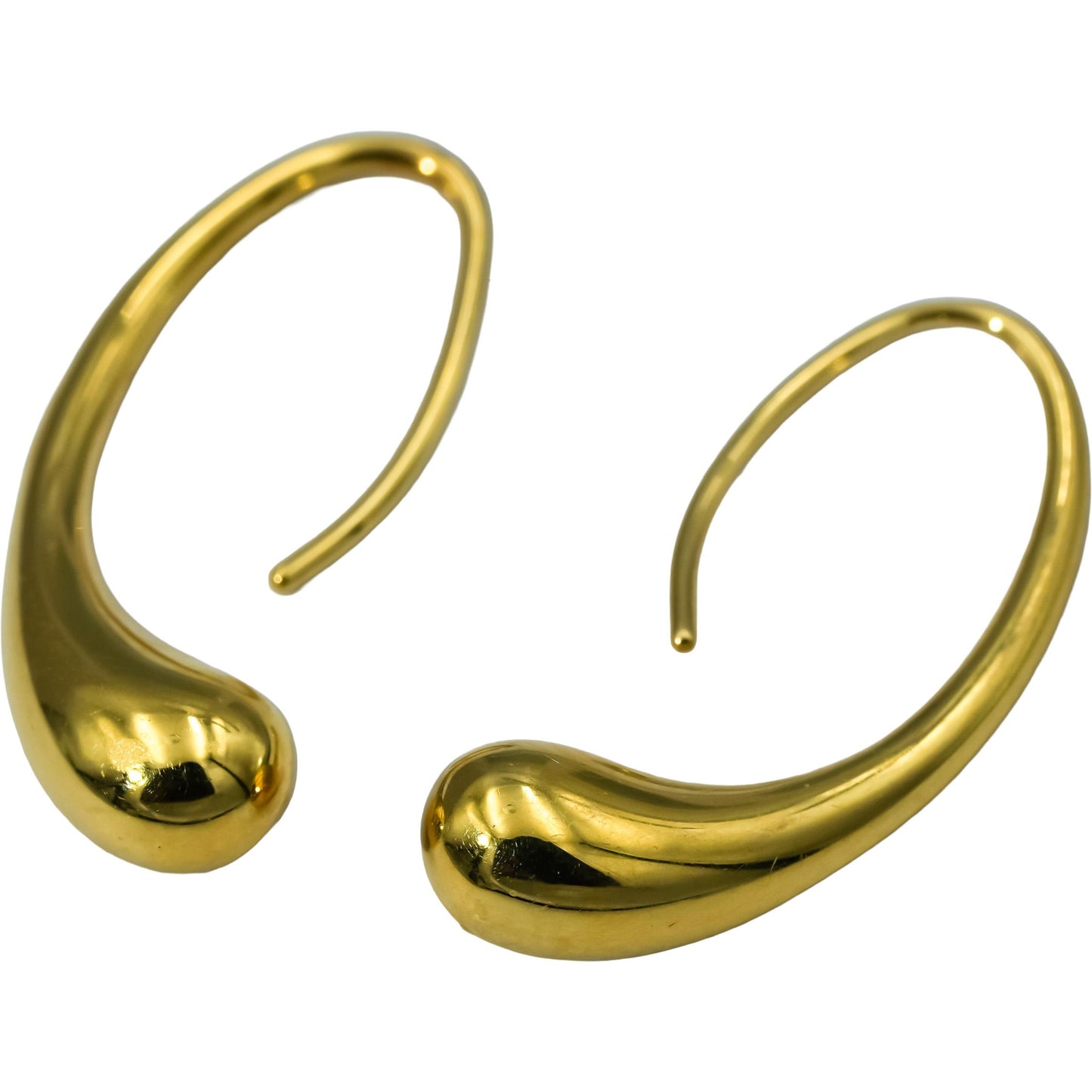 TIFFANY & CO. 18k Yellow Gold Elsa Peretti Tear Drop Dangle Earrings w/ Pouch