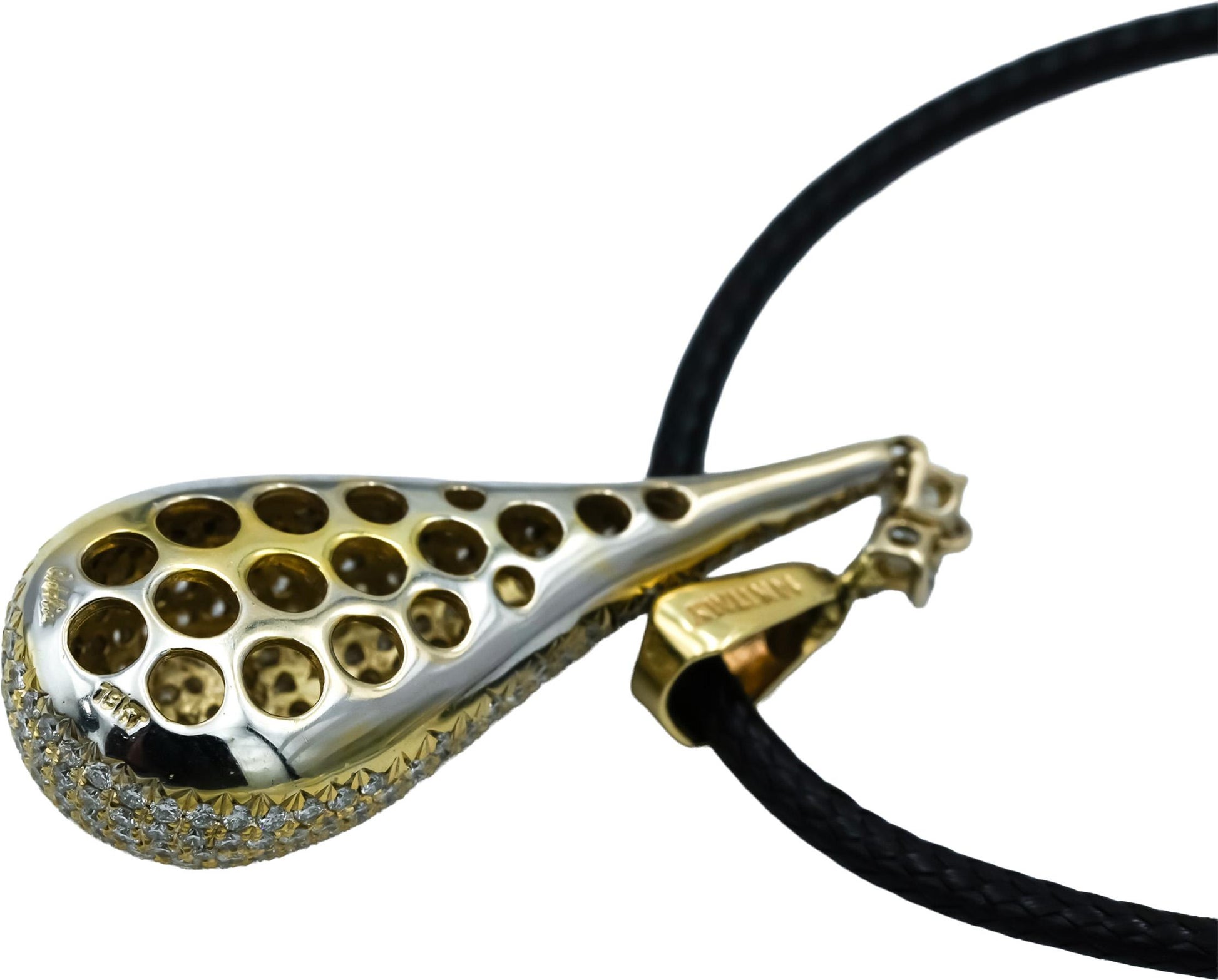 18k & 14k Yellow Gold VS Round Pave Diamond Teardrop Pendant Necklace 3.0CT